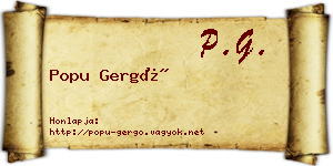 Popu Gergő névjegykártya